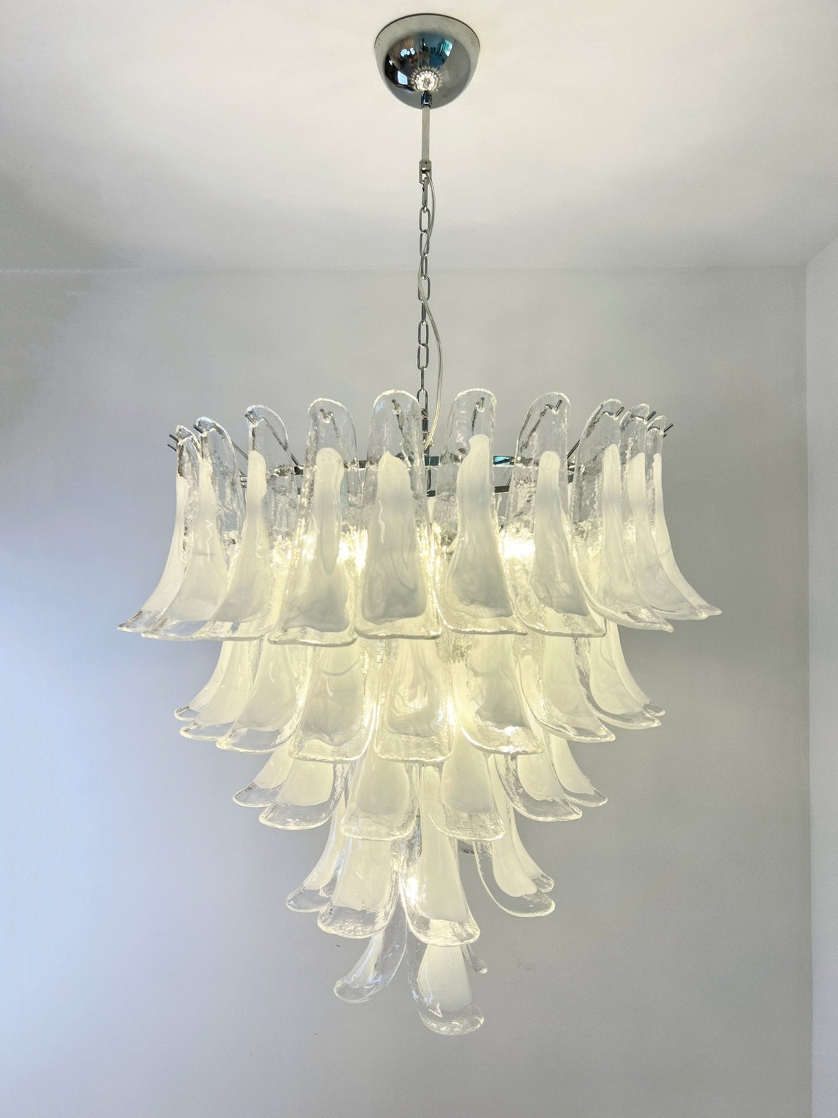 Eiroian kroonluchter met helder Murano-glas bloemblaadjes vintage