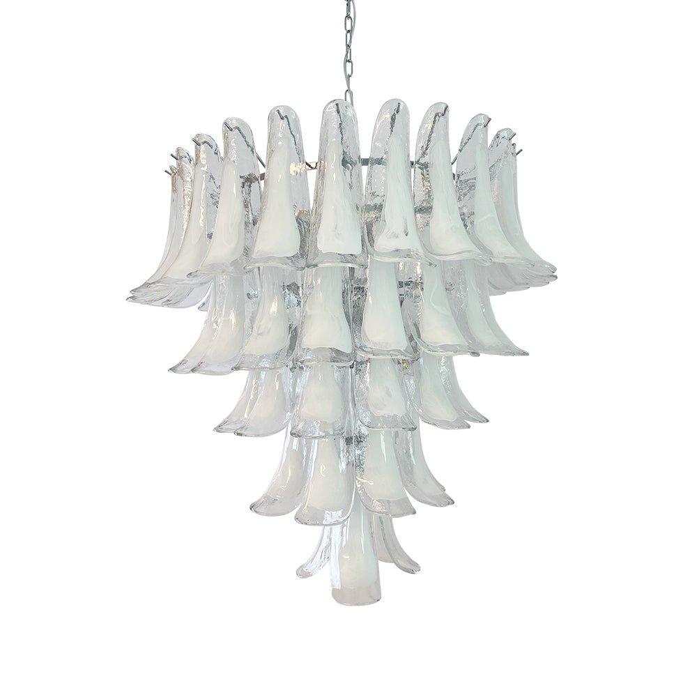 Eiroian kroonluchter met helder Murano-glas bloemblaadjes vintage