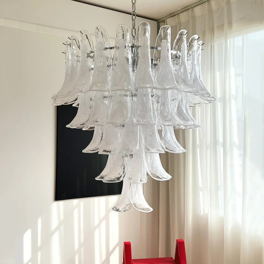 Eiroian kroonluchter met helder Murano-glas bloemblaadjes vintage