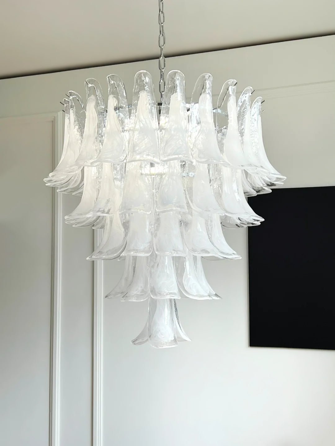 Eiroian kroonluchter met helder Murano-glas bloemblaadjes vintage