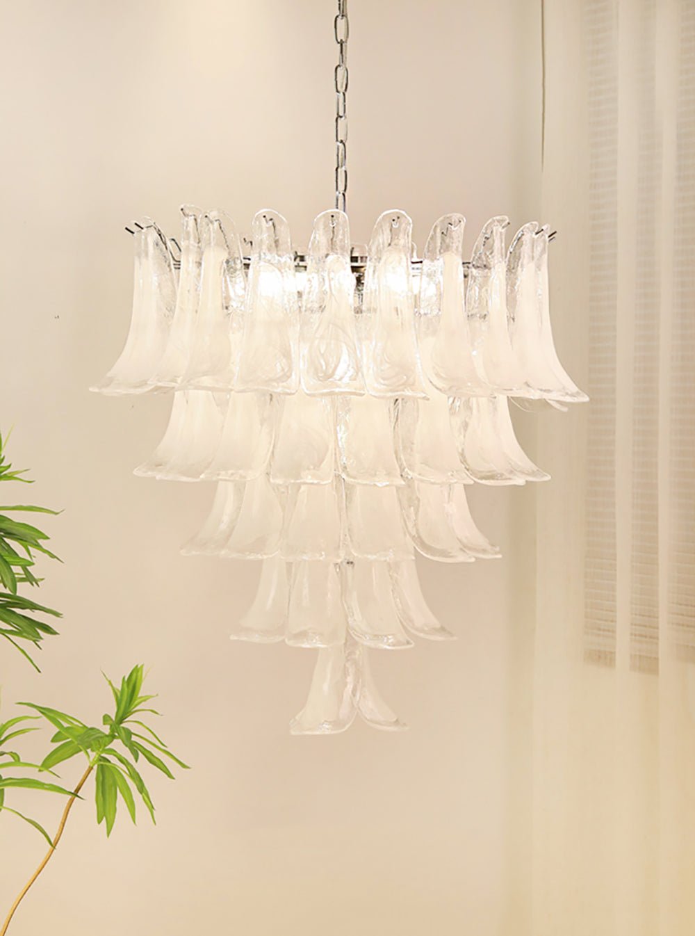 Eiroian kroonluchter met helder Murano-glas bloemblaadjes vintage