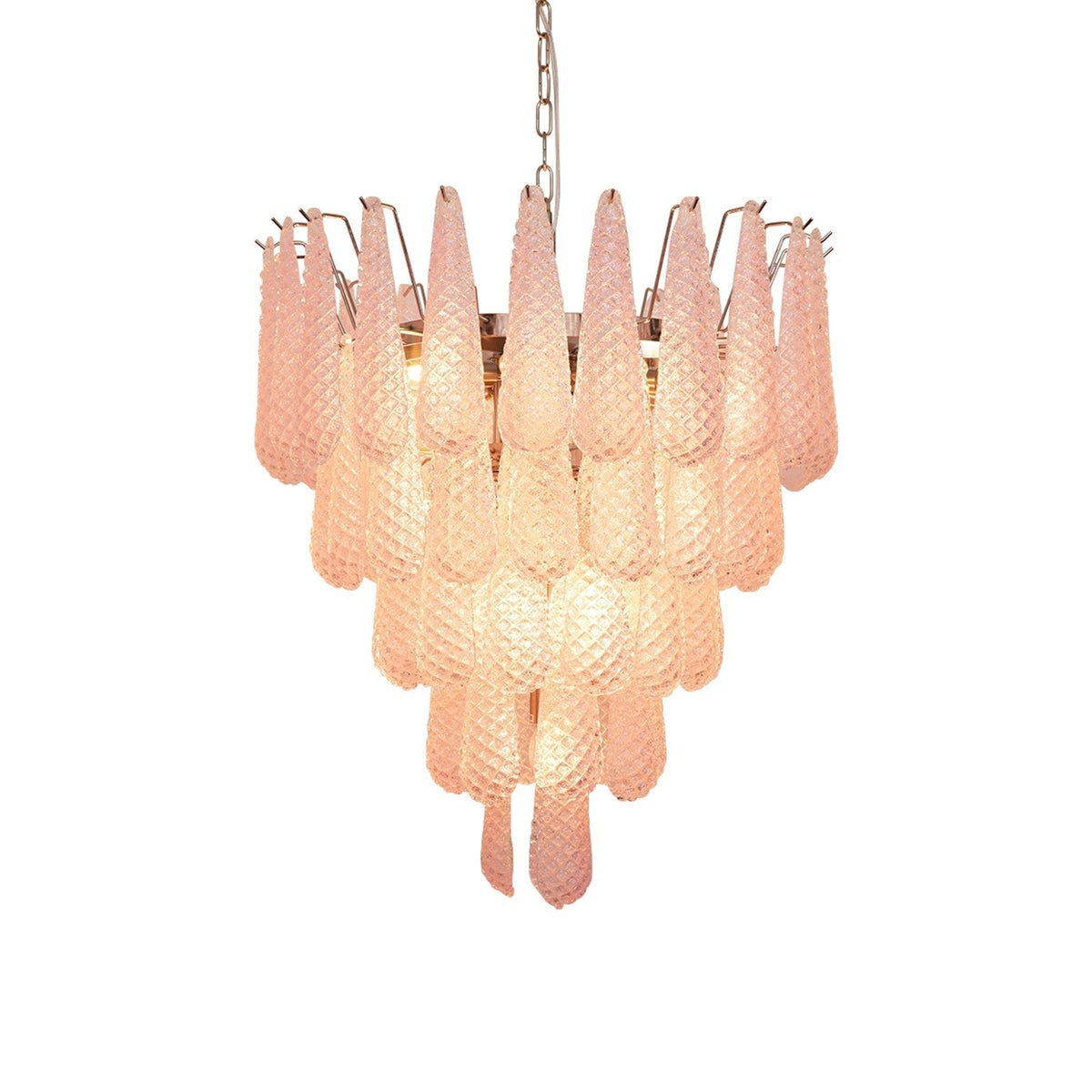 Cirelian kroonluchter met roze druipende cascade romantisch