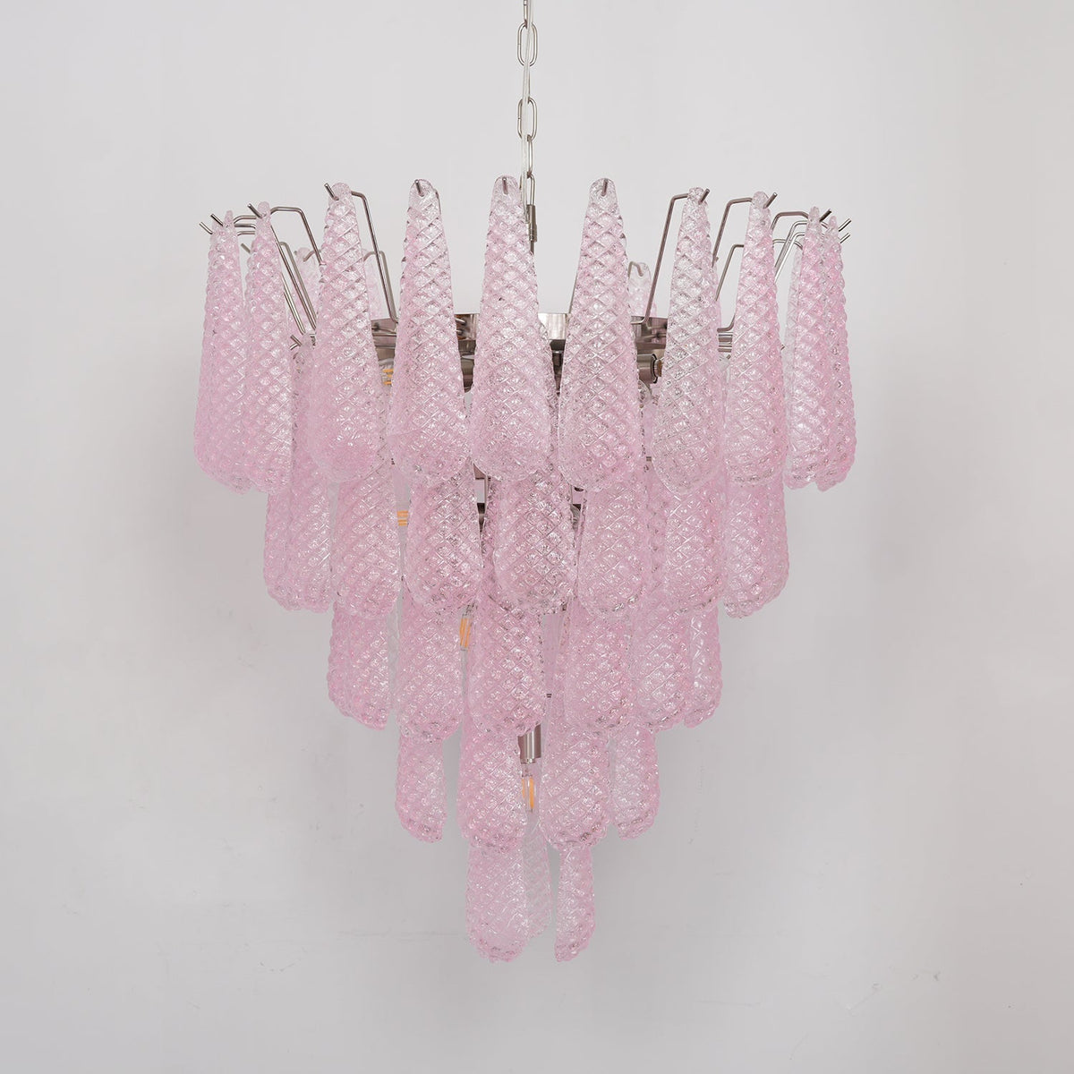 Veliena Kroonluchter Roze Murano-glasdruppels Diamantpatroon Waterval