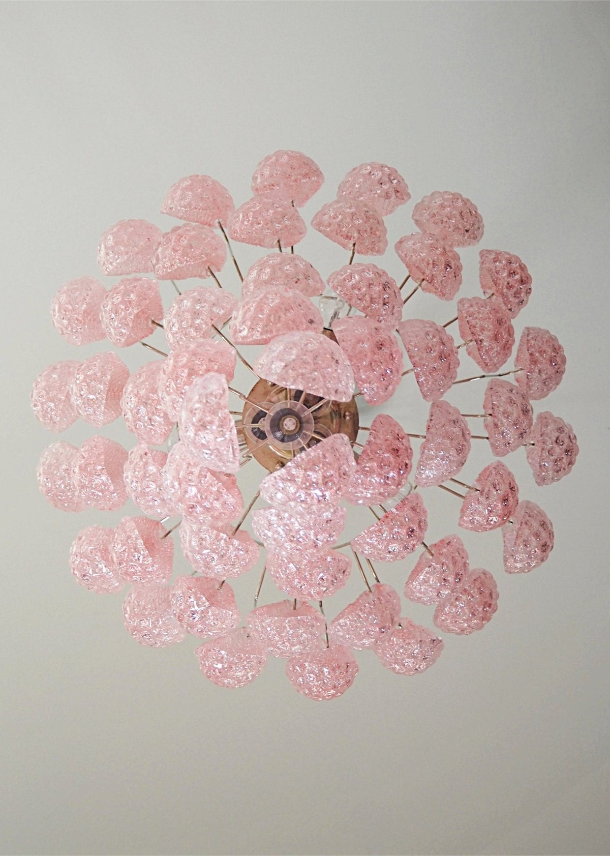 Veliena Kroonluchter Roze Murano-glasdruppels Diamantpatroon Waterval