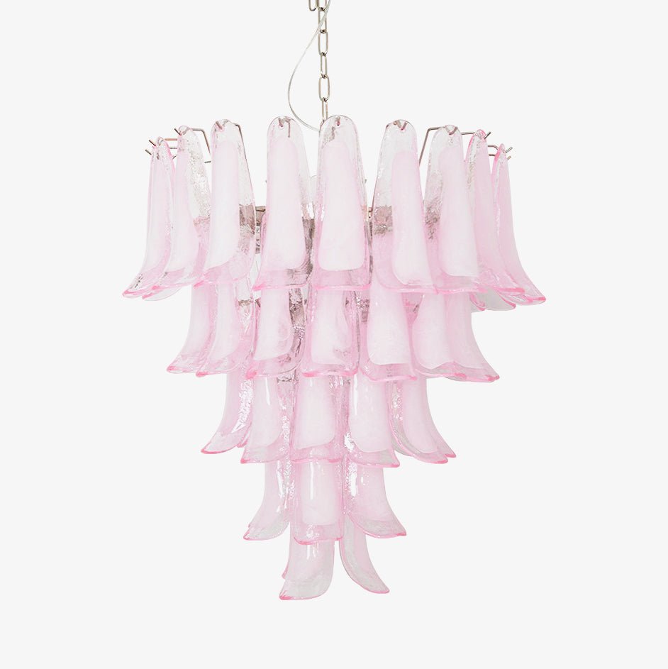 Velorira kroonluchter met roze Murano-glas bloemblaadjes cascade