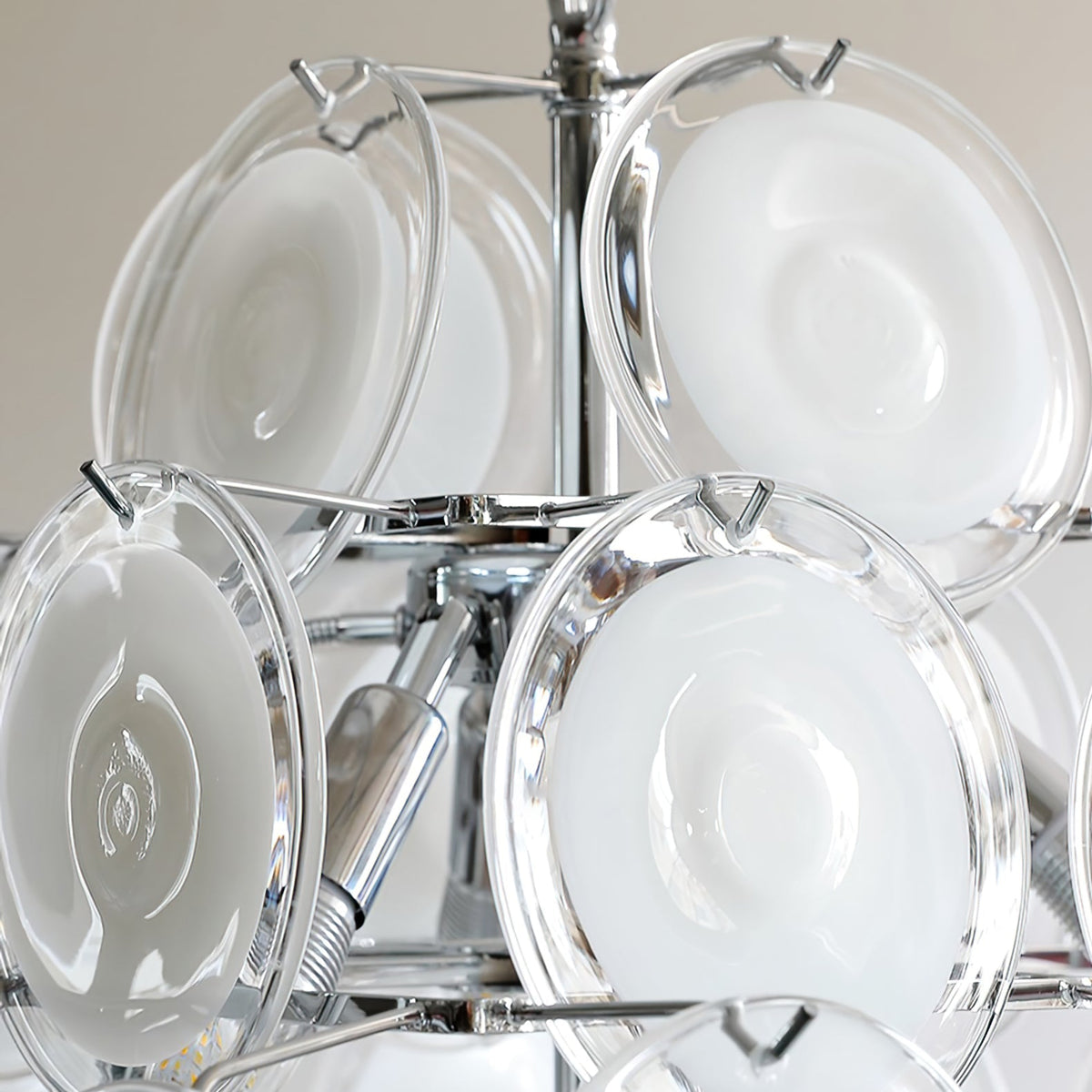 Eireira Kroonluchter Witte Murano-glasplaten Cluster