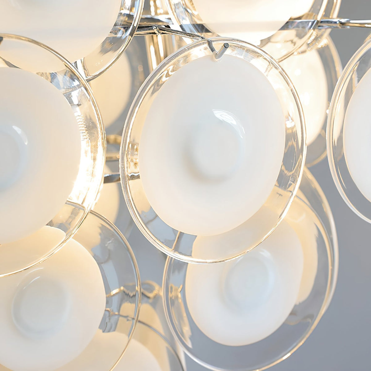 Eireira Kroonluchter Witte Murano-glasplaten Cluster