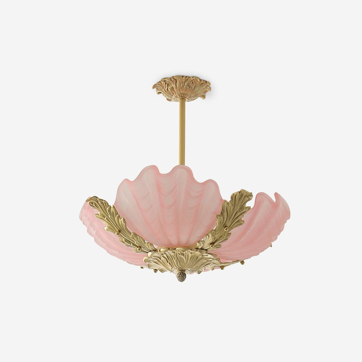 Murano hanglamp roze Murano shell met messing barokke keuken