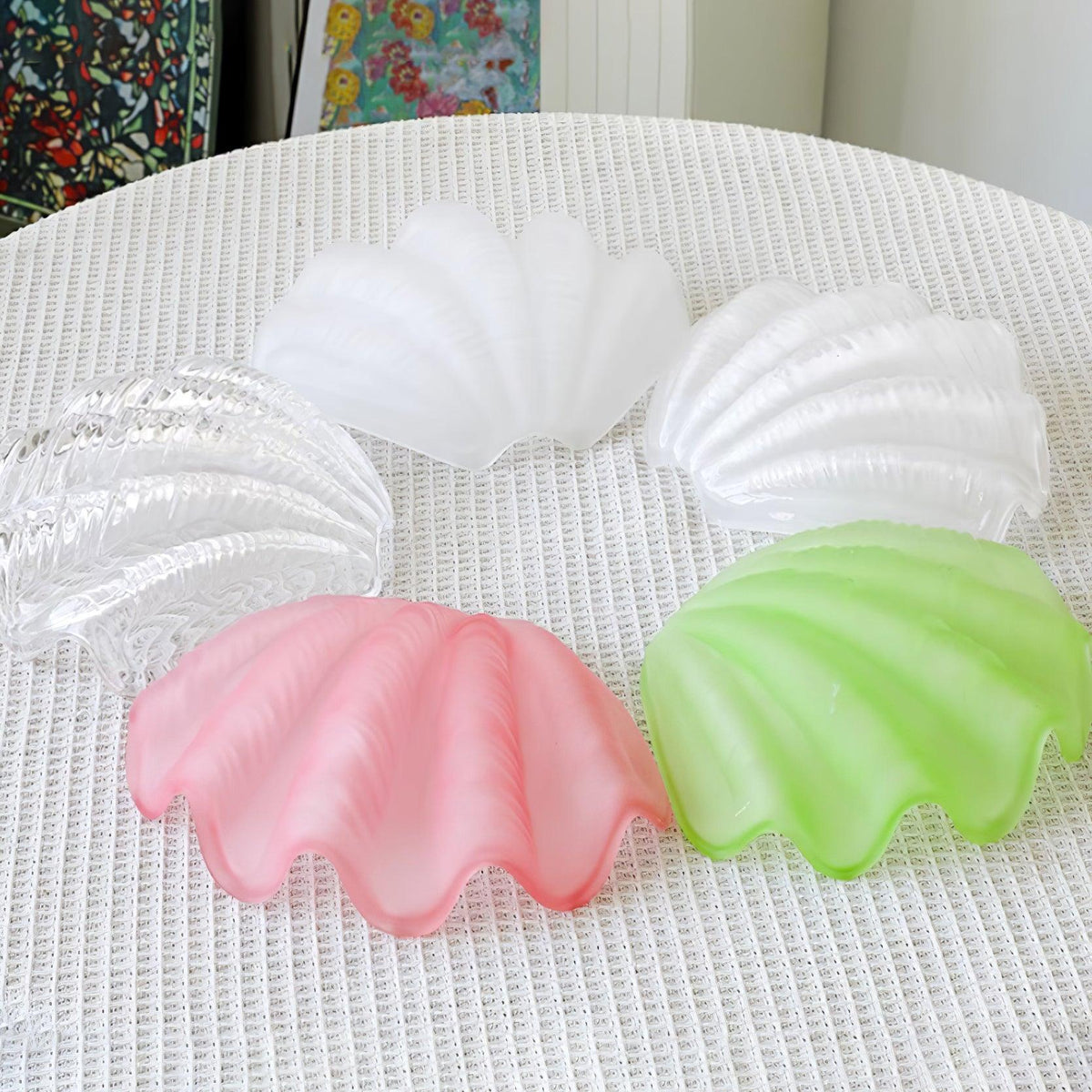Murano hanglamp roze Murano shell met messing barokke keuken