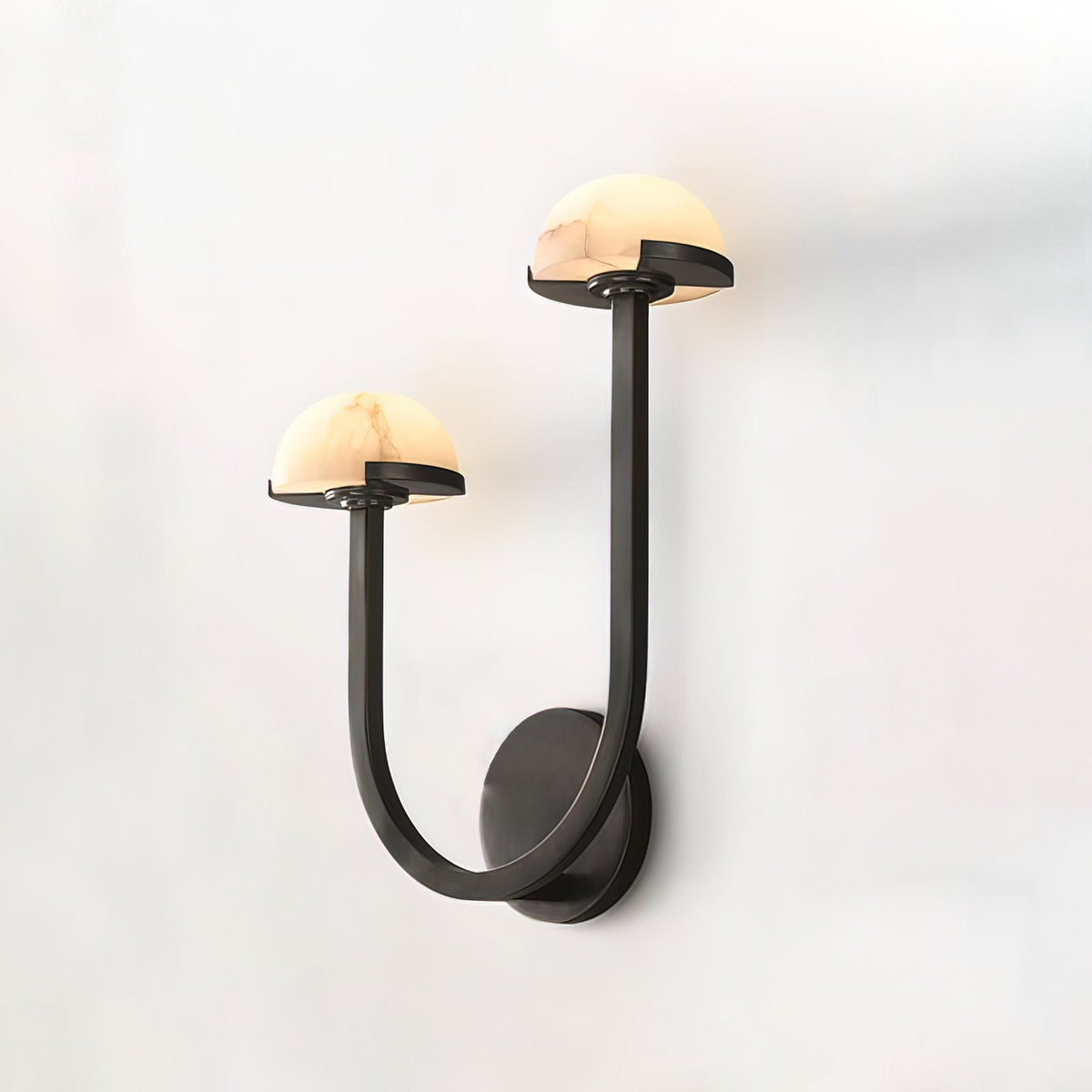 Vitalira dubbele albasten wandlamp met goudkleurige afwerking