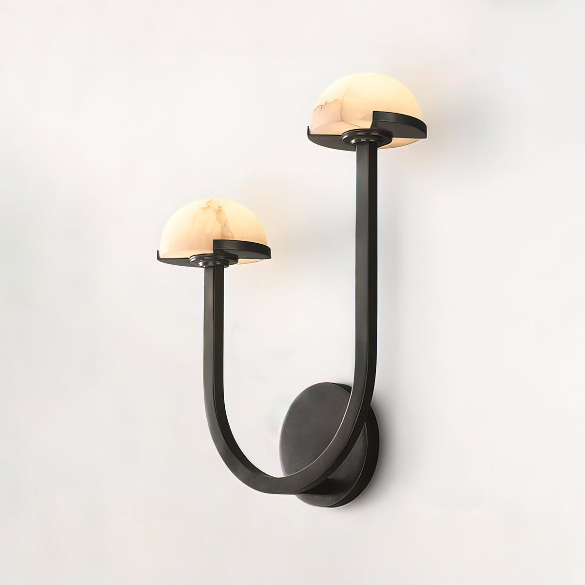 Vitalira dubbele albasten wandlamp met goudkleurige afwerking