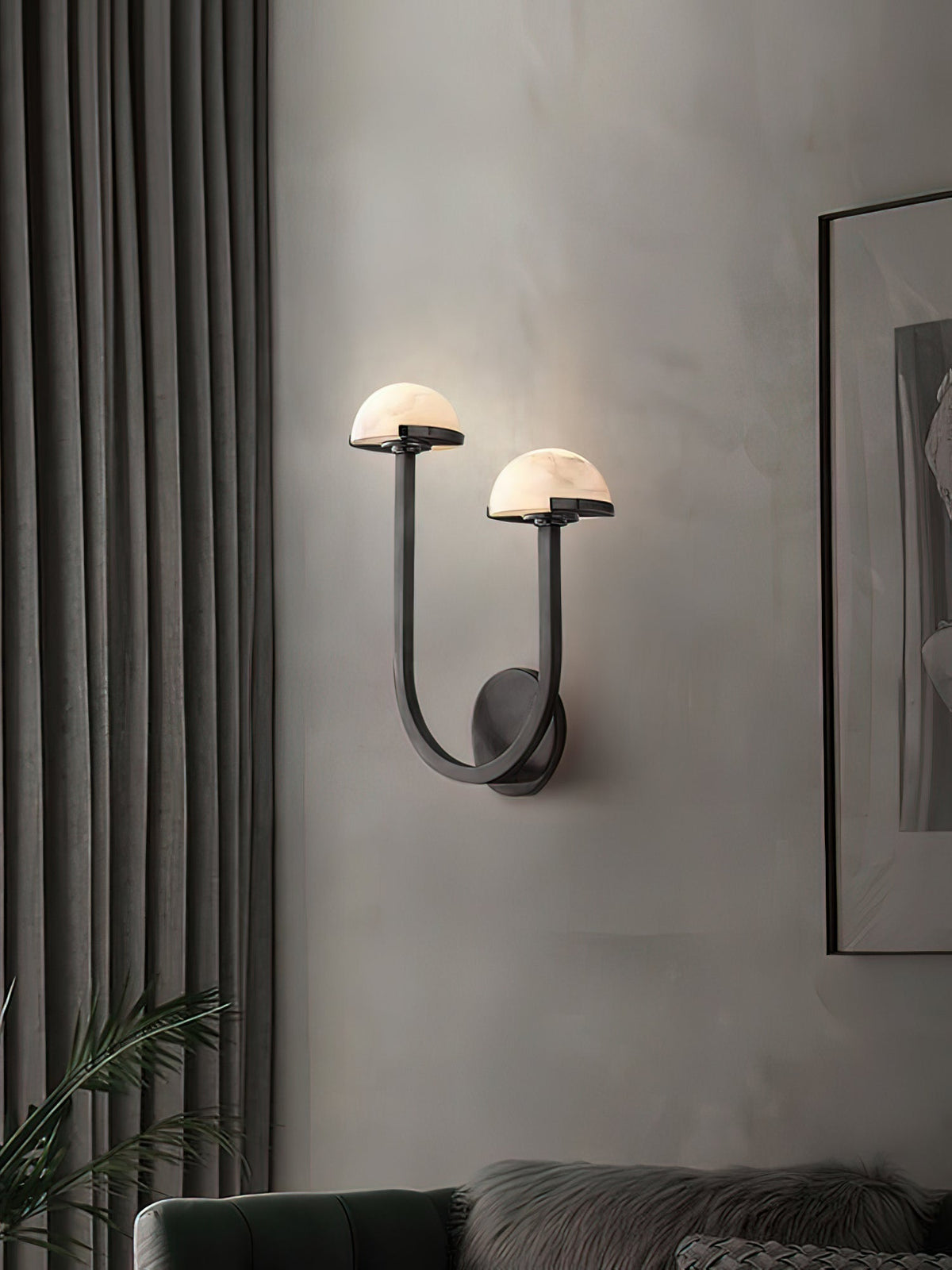 Vitalira dubbele albasten wandlamp met goudkleurige afwerking