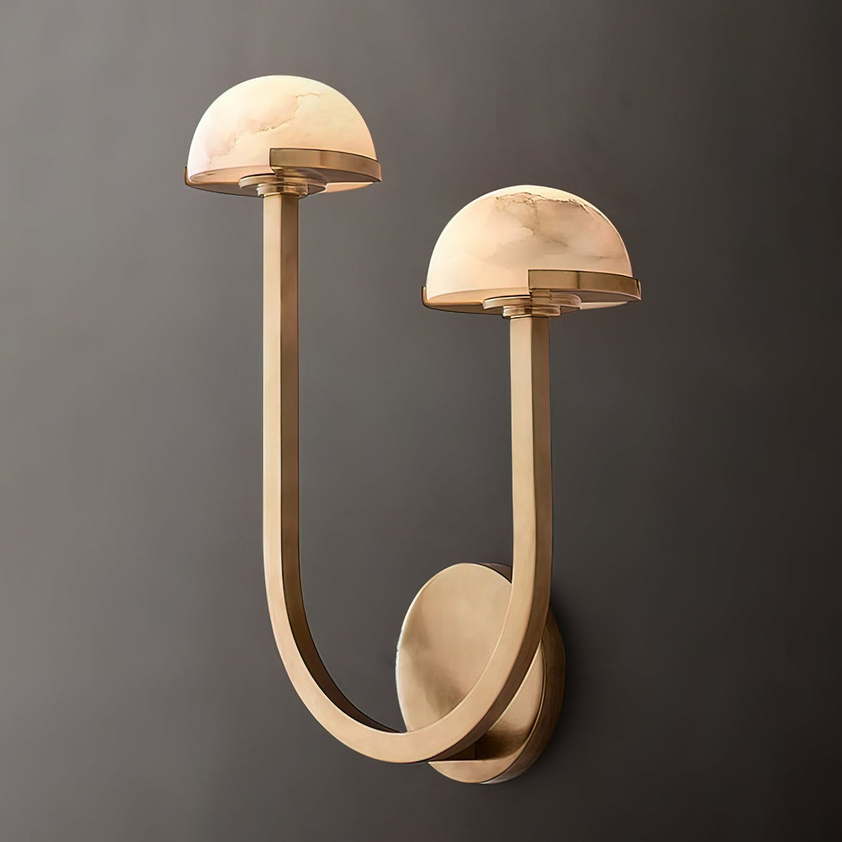 Vitalira dubbele albasten wandlamp met goudkleurige afwerking