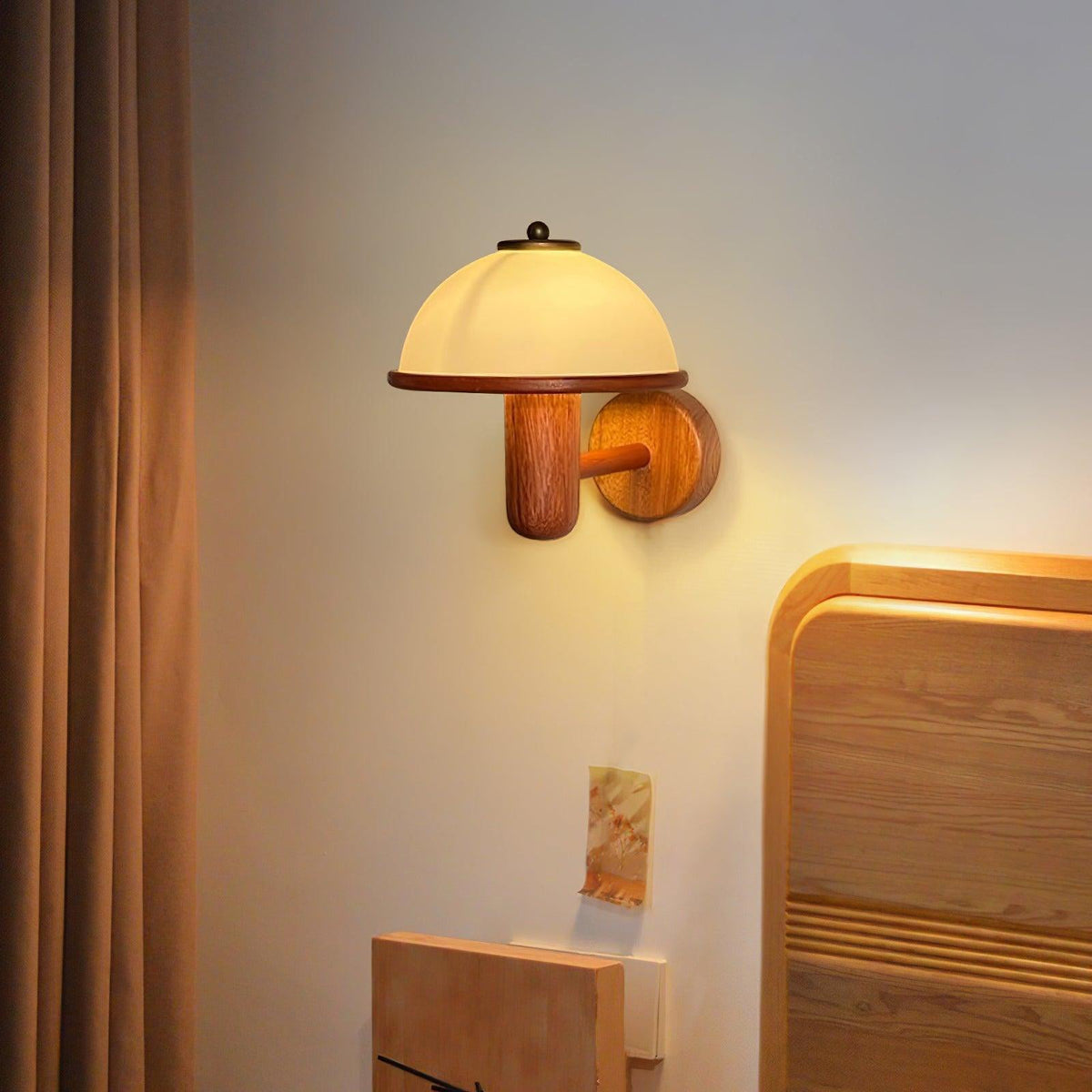 Rinerise Wandlamp Paddenstoelvorm Hout Eikenhout