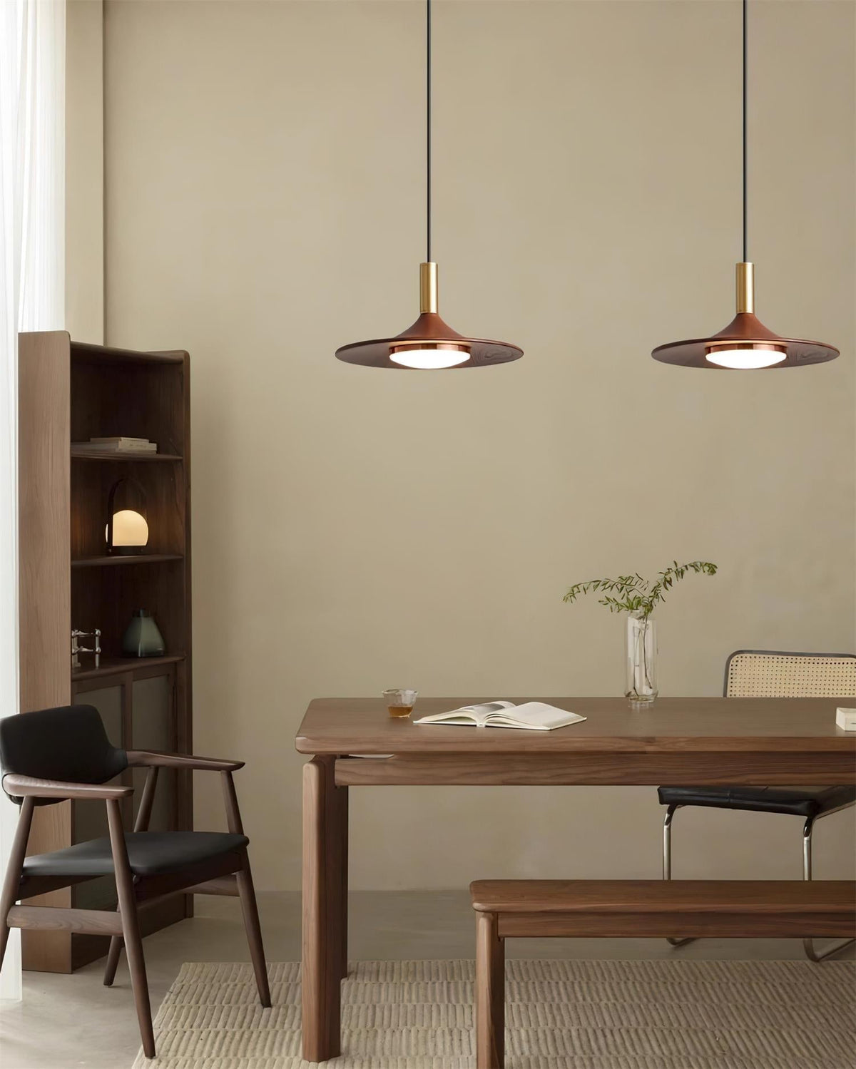 Kaelin hanglamp hoedvorm hout midcentury