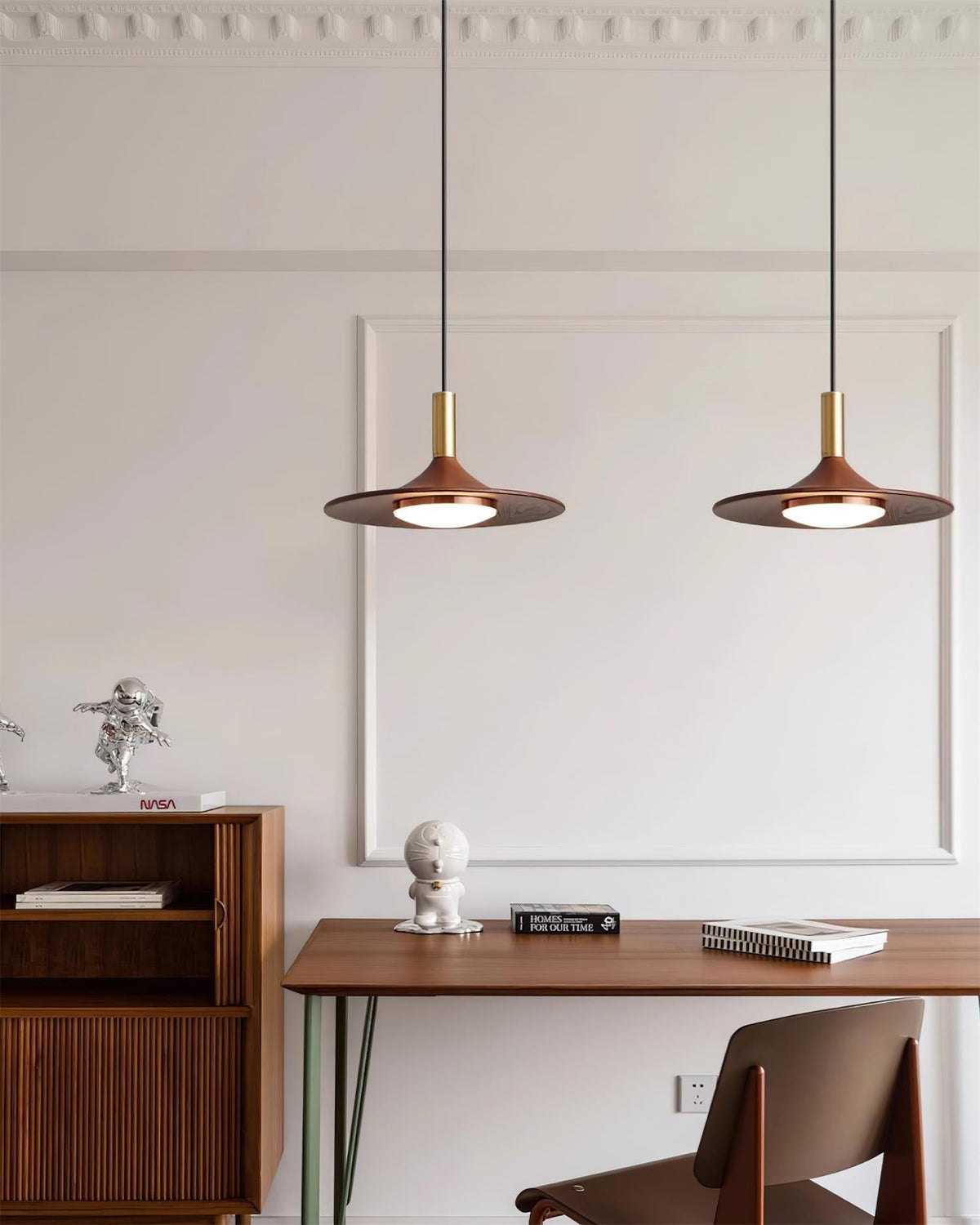 Kaelin hanglamp hoedvorm hout midcentury