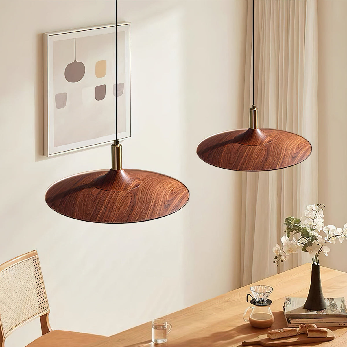 Kaelin hanglamp hoedvorm hout midcentury
