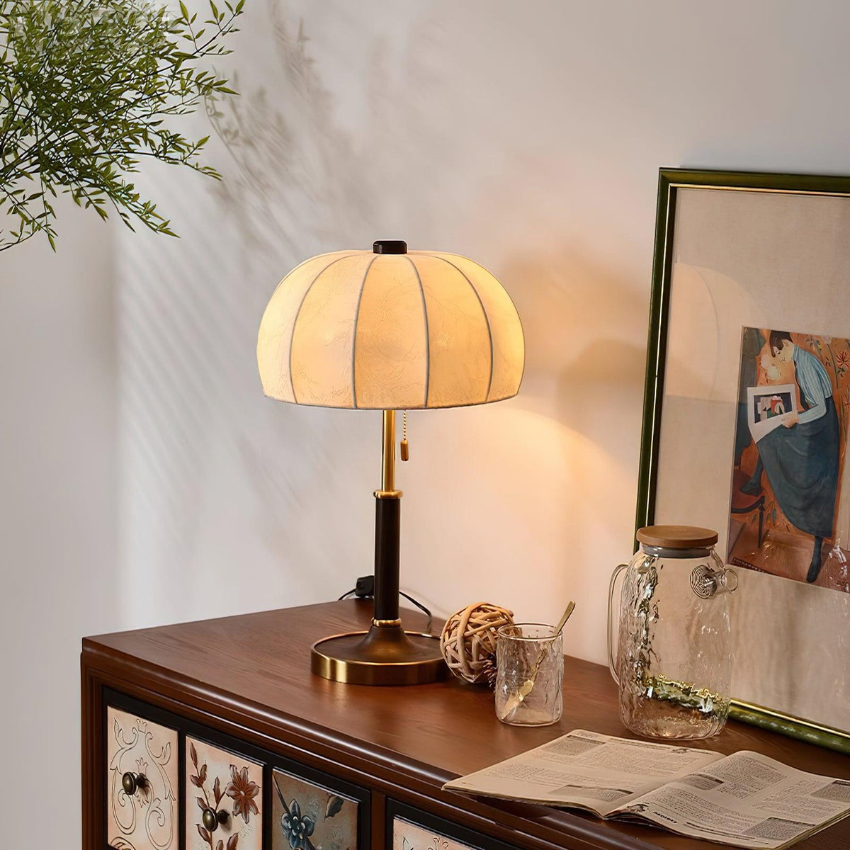 Nalemu Houten Stoffen Retro tafellamp