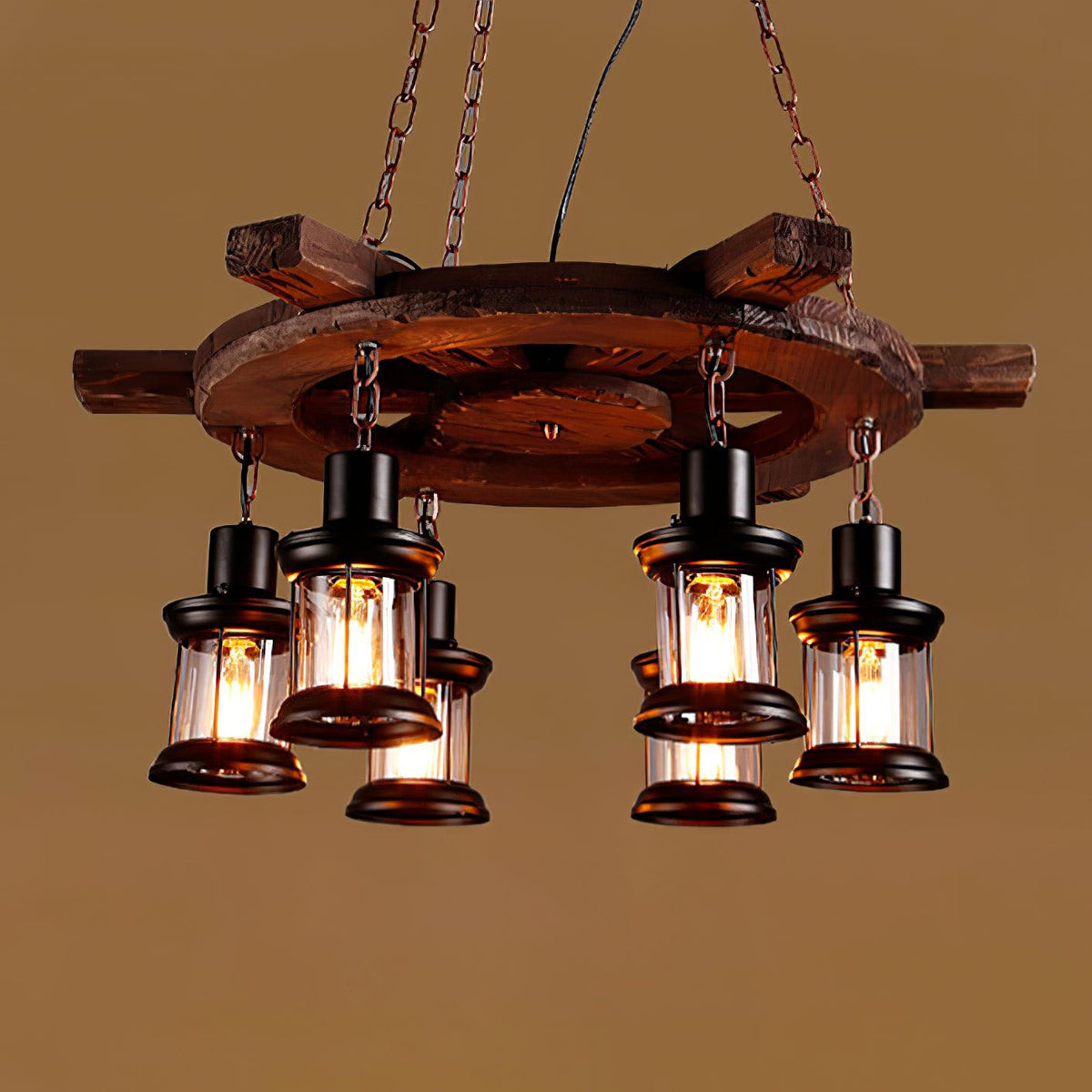 Aurzorir Vintage houten kroonluchter