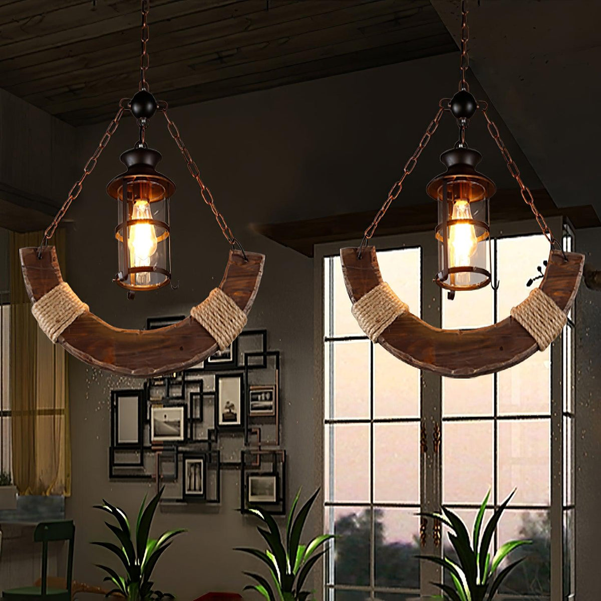 Aurzorir Vintage houten kroonluchter