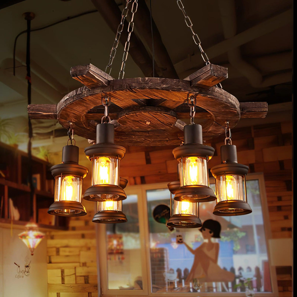 Aurzorir Vintage houten kroonluchter