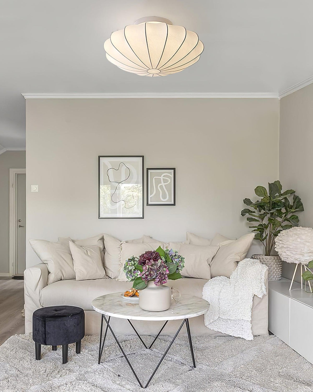 Miriveria plafondlamp stofkap sculpturale elegante