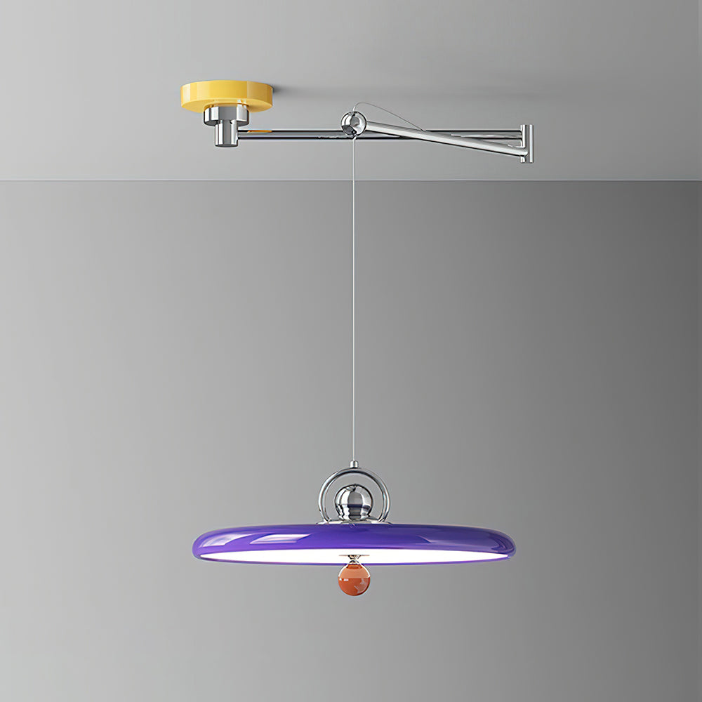 Cirorenne hanglamp met schommelarm in paars