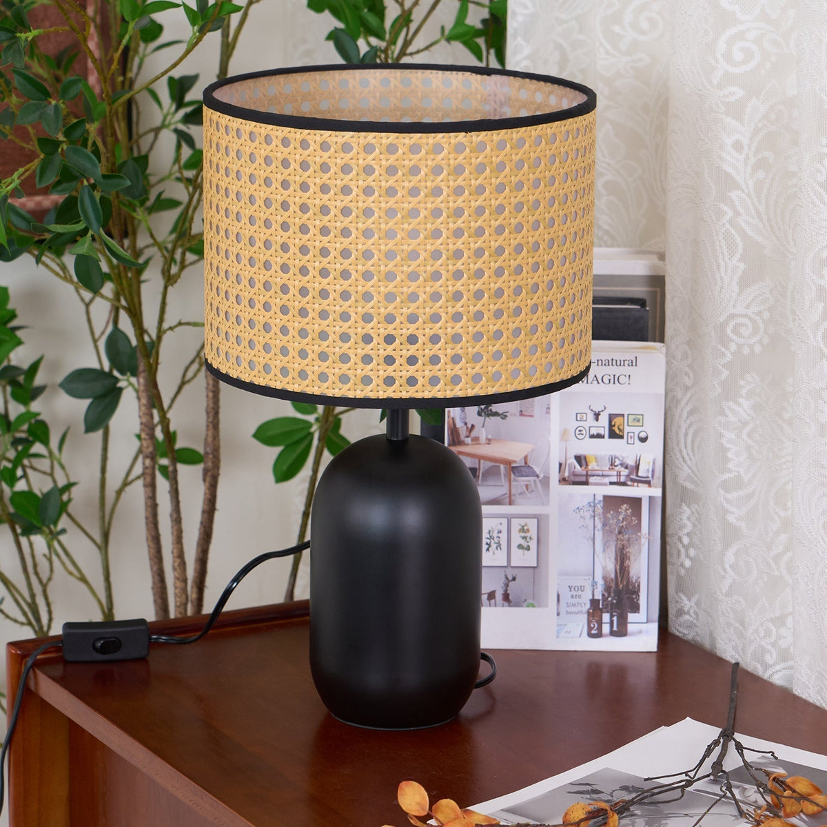 Ravarielle moderne tafellamp van bamboe