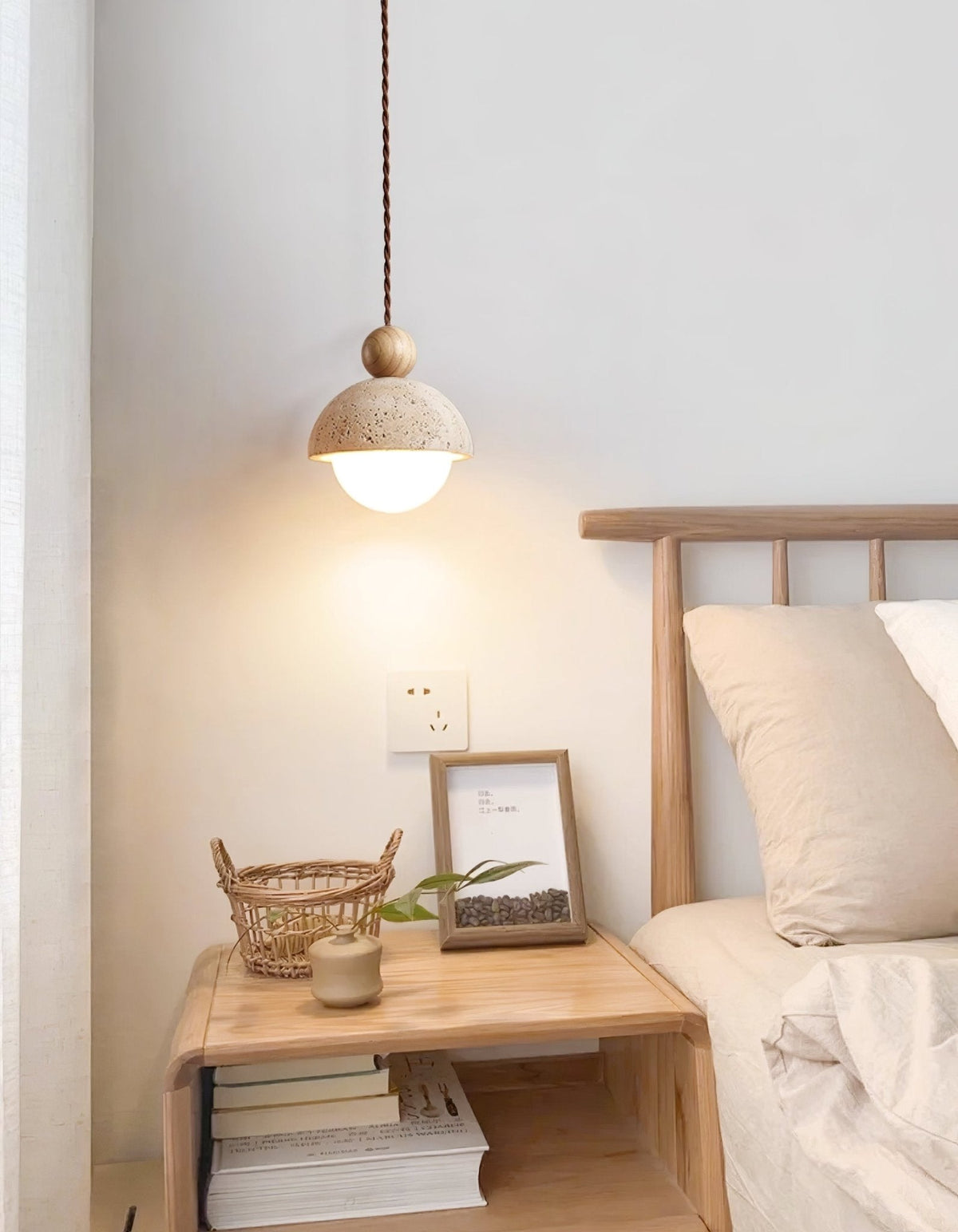 Bexn hanglamp van geel travertin