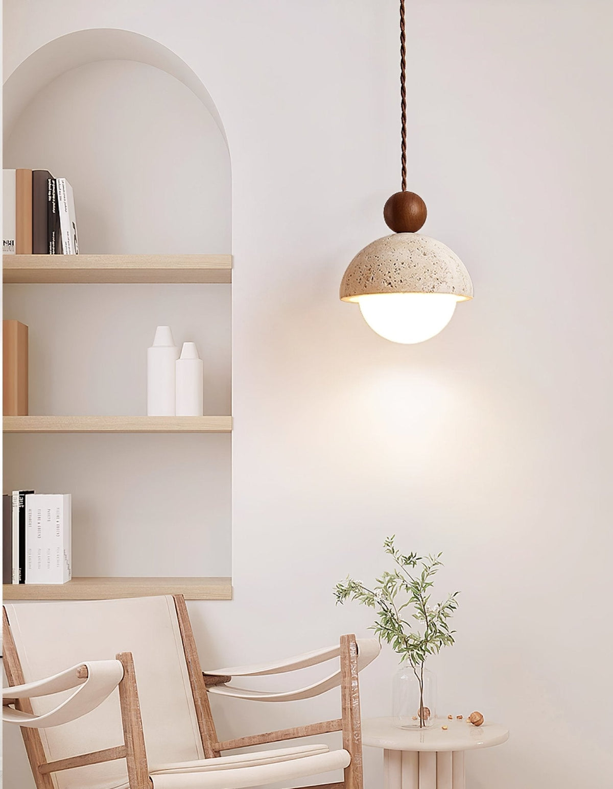 Bexn hanglamp van geel travertin
