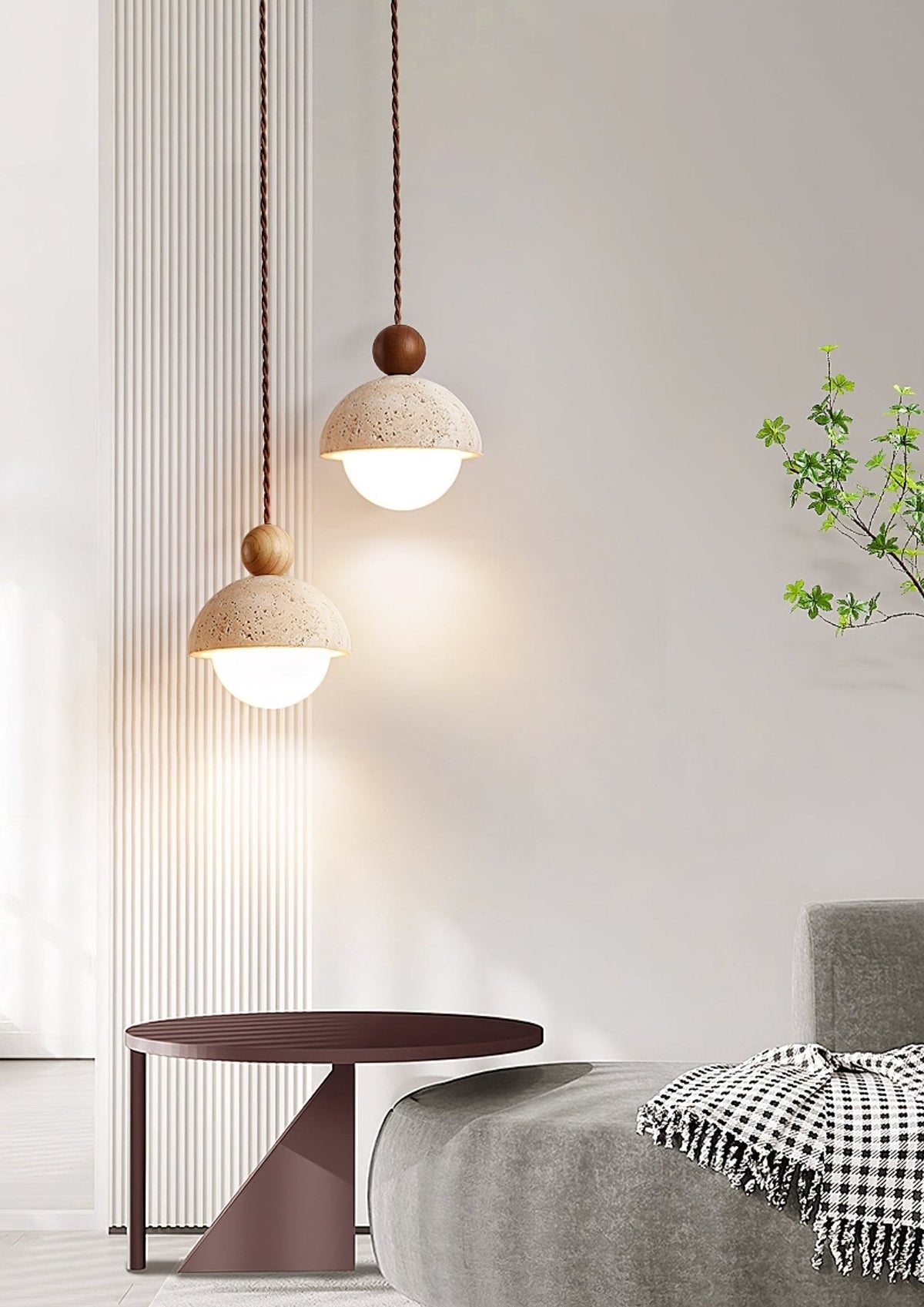 Bexn hanglamp van geel travertin
