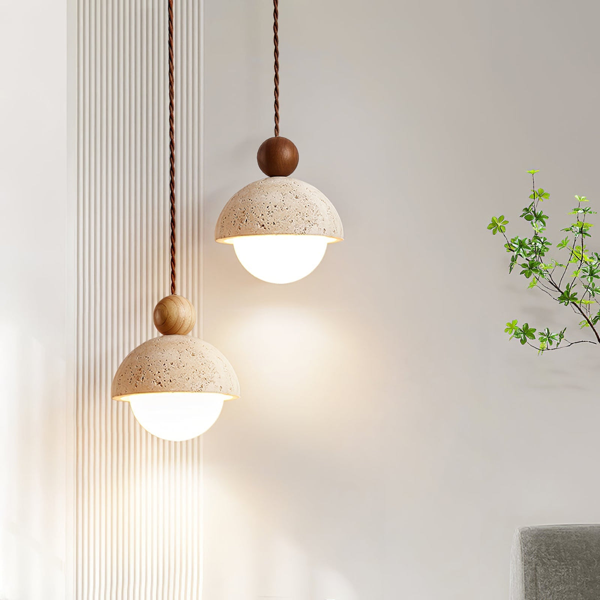 Bexn hanglamp van geel travertin