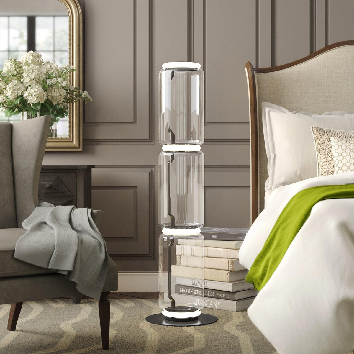 Cyrilys vloerlamp bamboe glas