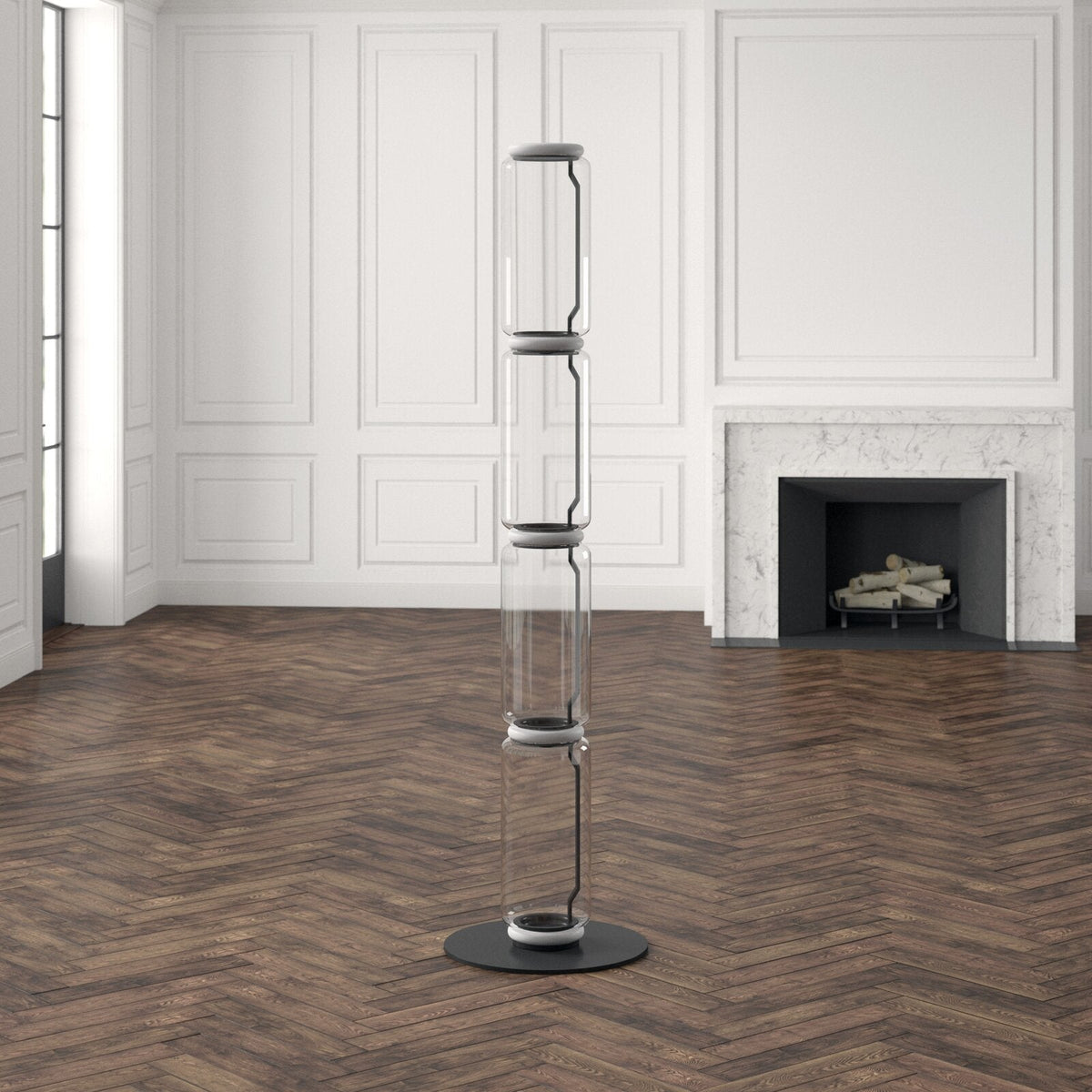 Cyrilys vloerlamp bamboe glas