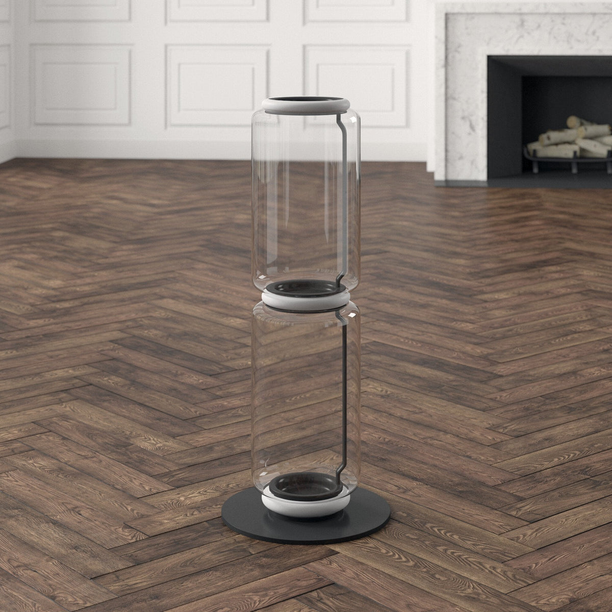 Cyrilys vloerlamp bamboe glas