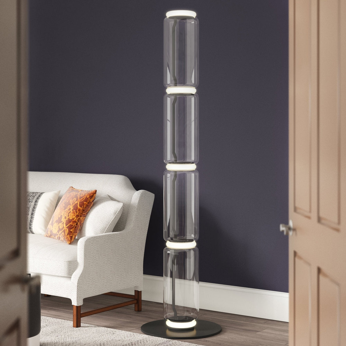 Cyrilys vloerlamp bamboe glas