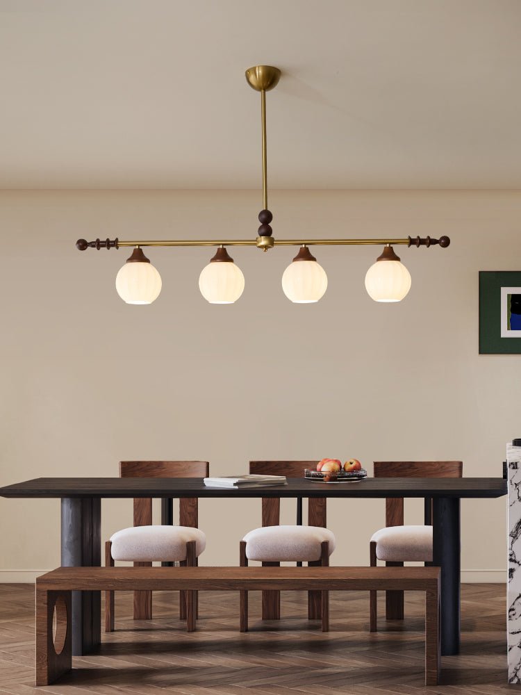 Codoriel Traditionele hanglamp van hout en glas voor eiland