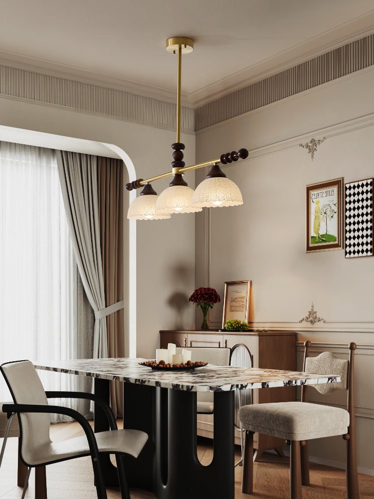 Codoriel Traditionele hanglamp van hout en glas voor eiland