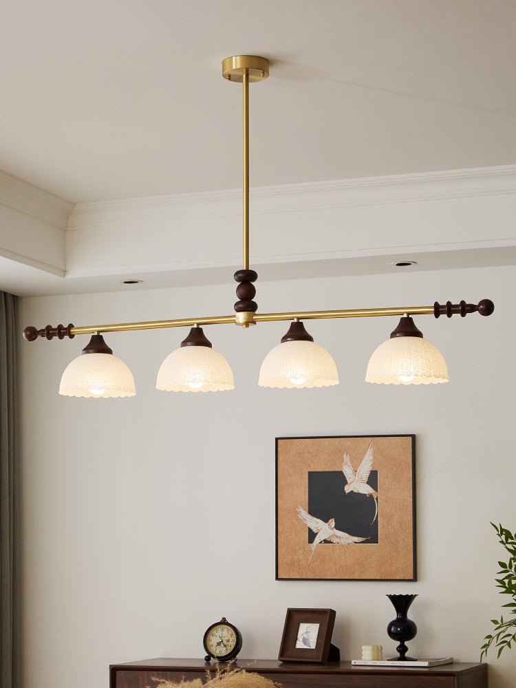 Codoriel Traditionele hanglamp van hout en glas voor eiland
