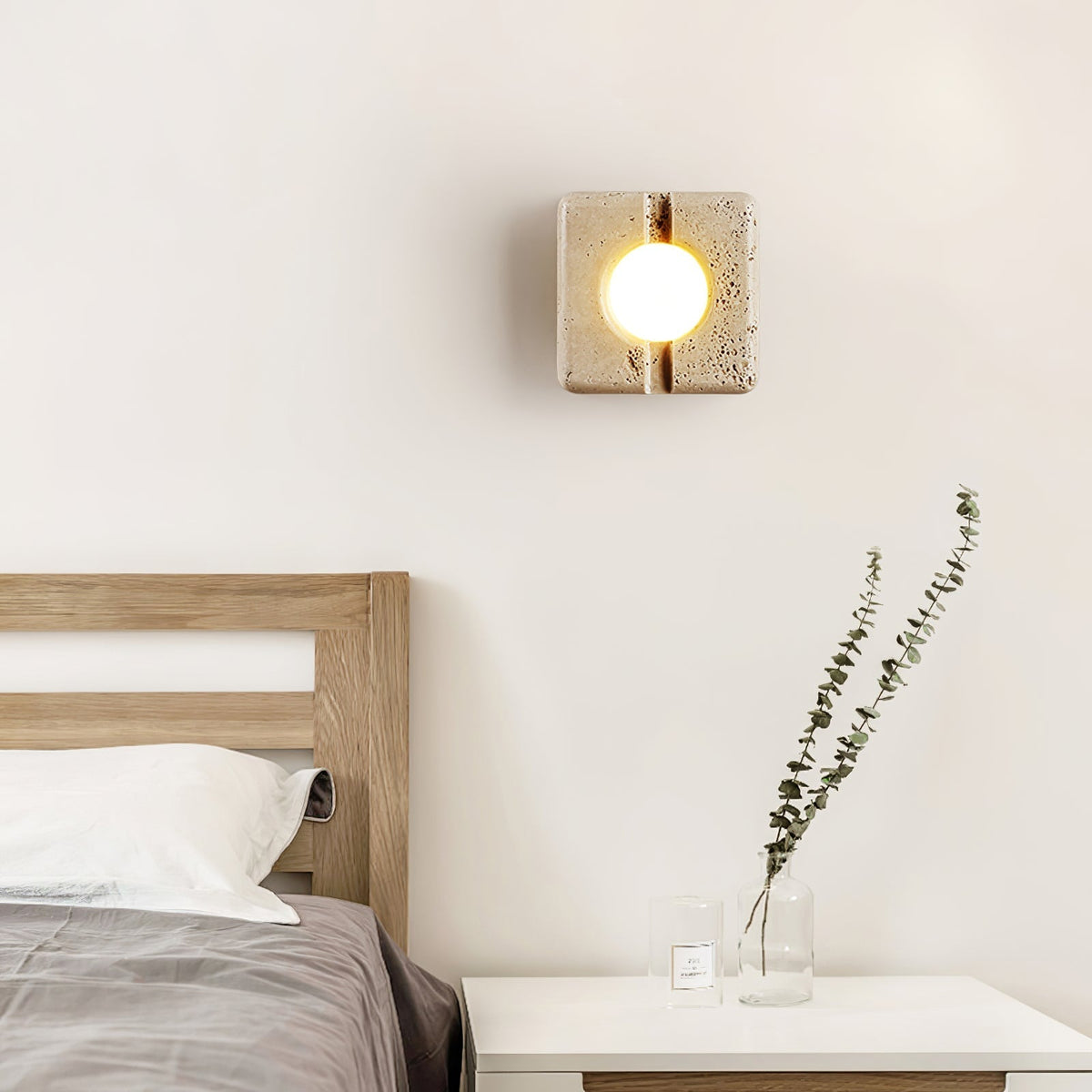Valaora Geel travertin wandlamp