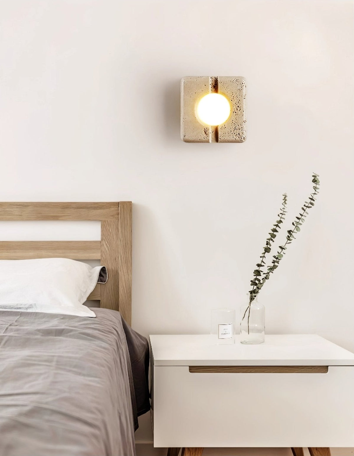 Valaora Geel travertin wandlamp