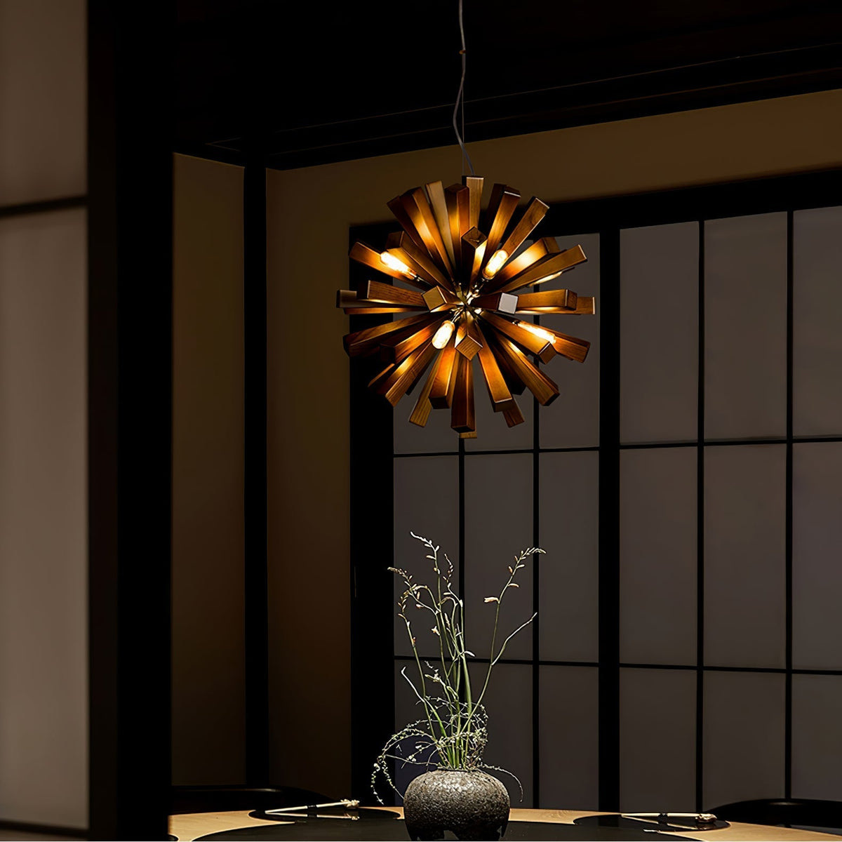 Elvarelle Premium Noordse kunst Burst hout kroonluchter