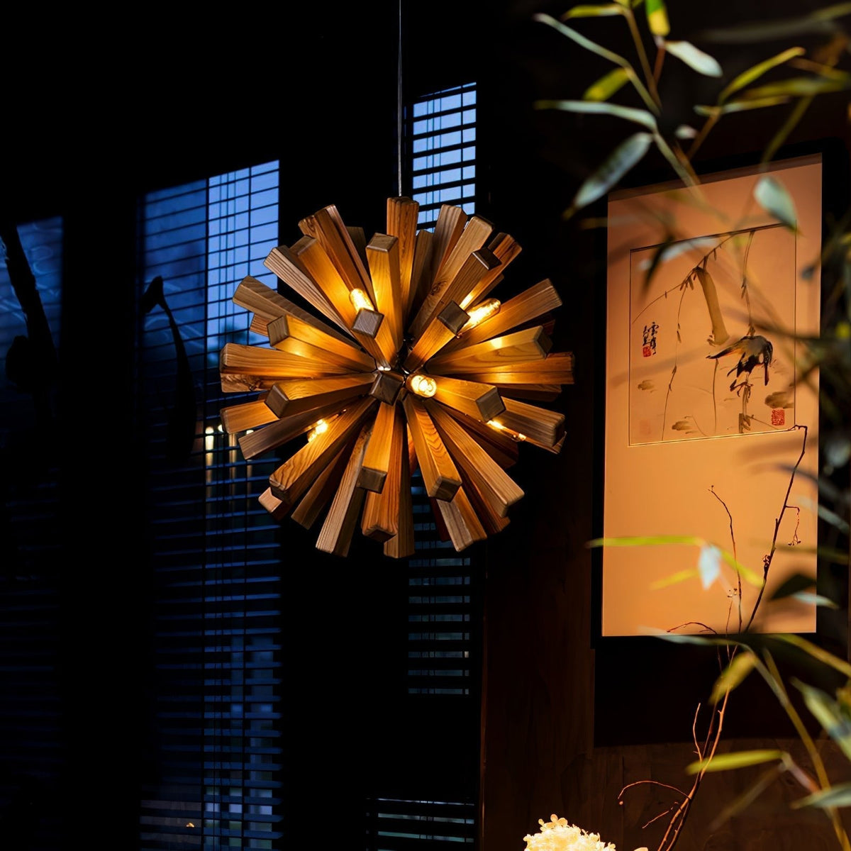 Elvarelle Premium Noordse kunst Burst hout kroonluchter