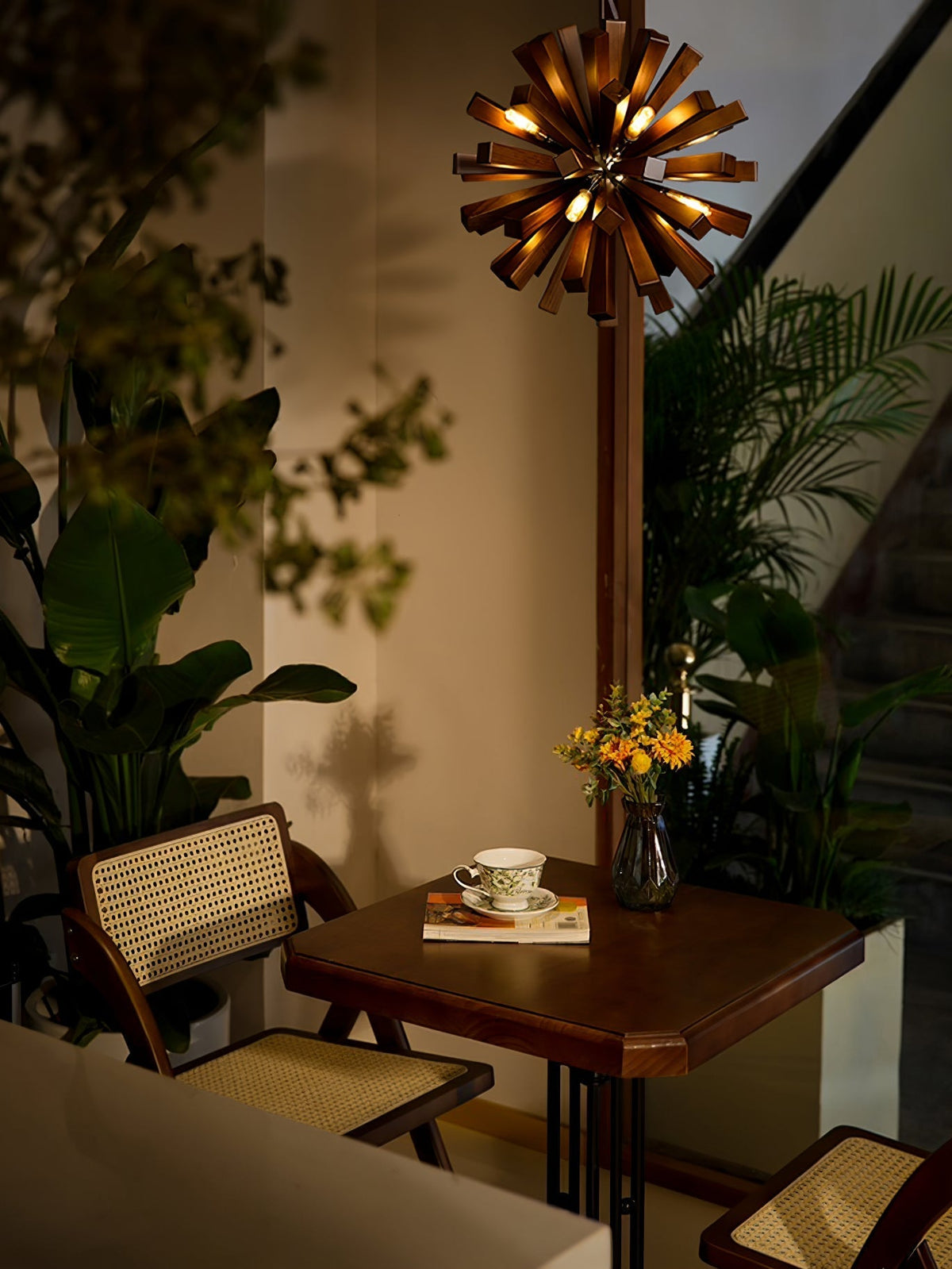 Elvarelle Premium Noordse kunst Burst hout kroonluchter