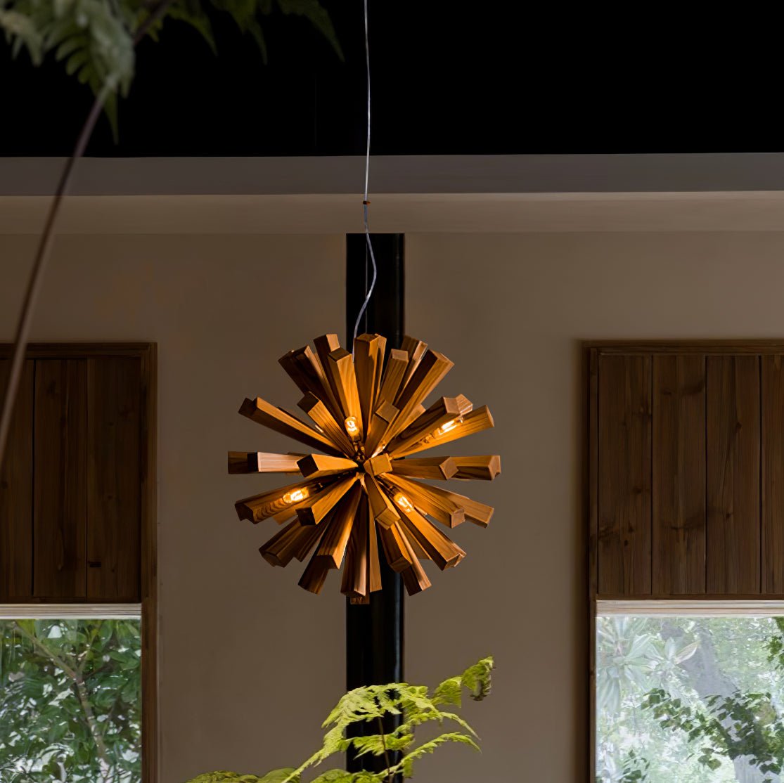 Elvarelle Premium Noordse kunst Burst hout kroonluchter