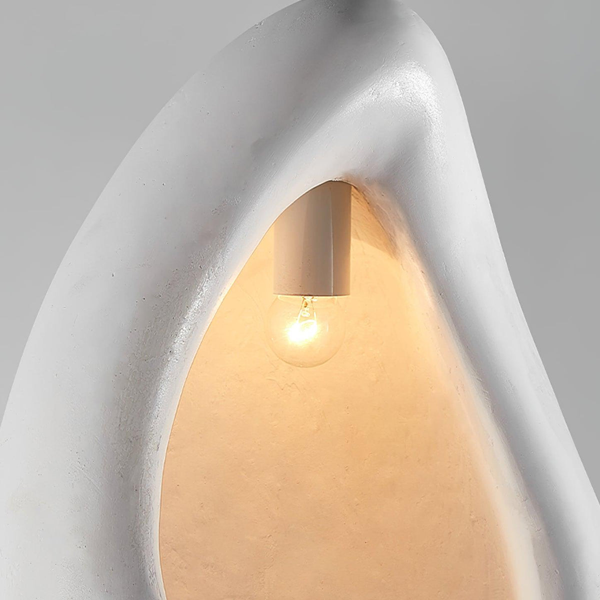 Seo hanglamp uit gips, organische druppelvorm, Wabi Sabi