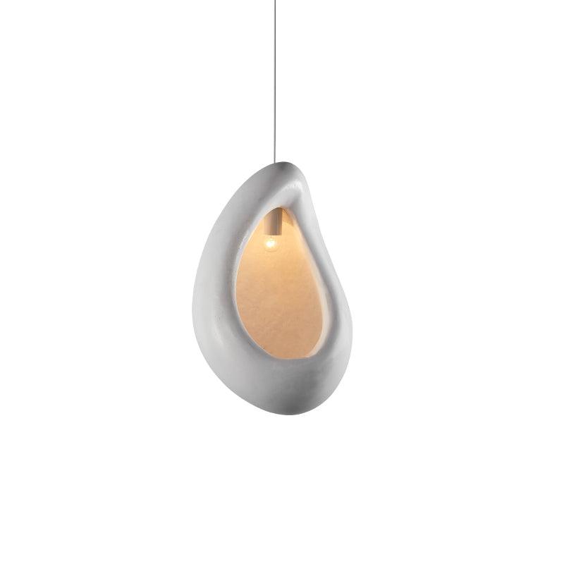 Seo hanglamp uit gips, organische druppelvorm, Wabi Sabi