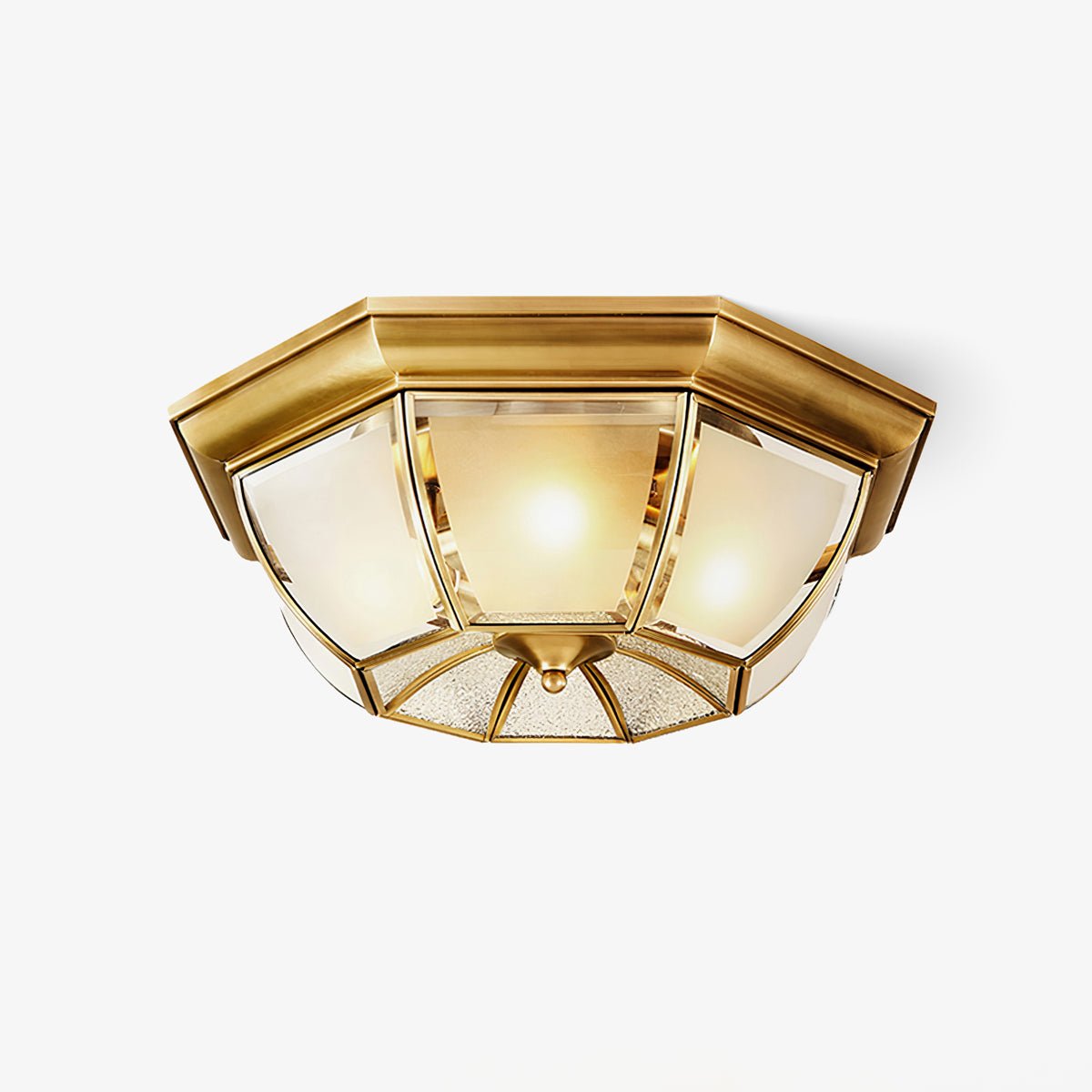 Vorenis bolvormige plafondlamp van messing glas