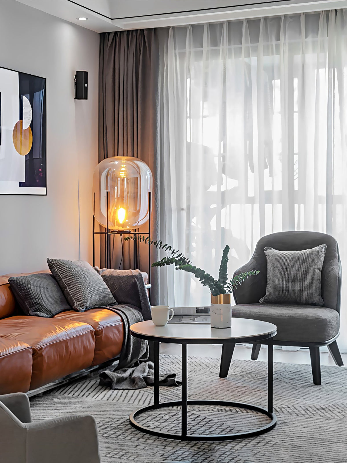 Liorivelia industriële vloerlamp van glas