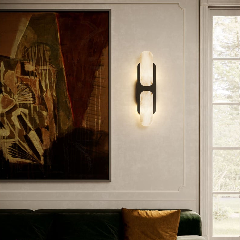 Ulthaora dubbele bollen wandlamp in albast